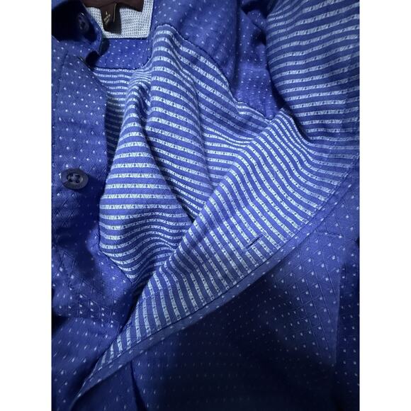 JOHNSTON & MURPHY Men’s Blue Button Down Oxford Shirt Flip Cuff Size Large - Picture 5 of 12